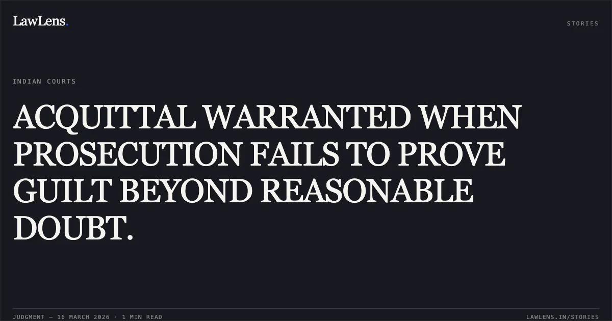 ACQUITTAL WARRANTED WHEN PROSECUTION FAILS TO PROVE GUILT BEYOND REASONABLE DOUBT.. Rajinder Kumar vs C.B.I.. Delhi High Court. LawLens