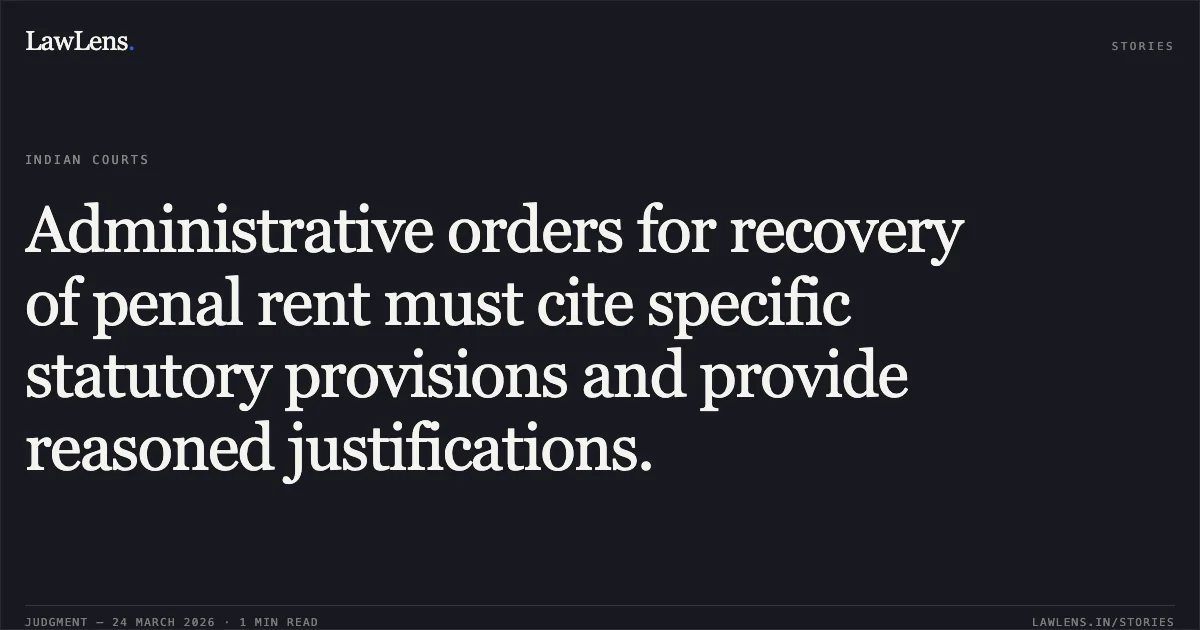 Administrative orders for recovery of penal rent must cite specific statutory provisions and provide reasoned justifications.. UMMED SINGH vs M/o Railways. Central Administrative Tribunal. LawLens