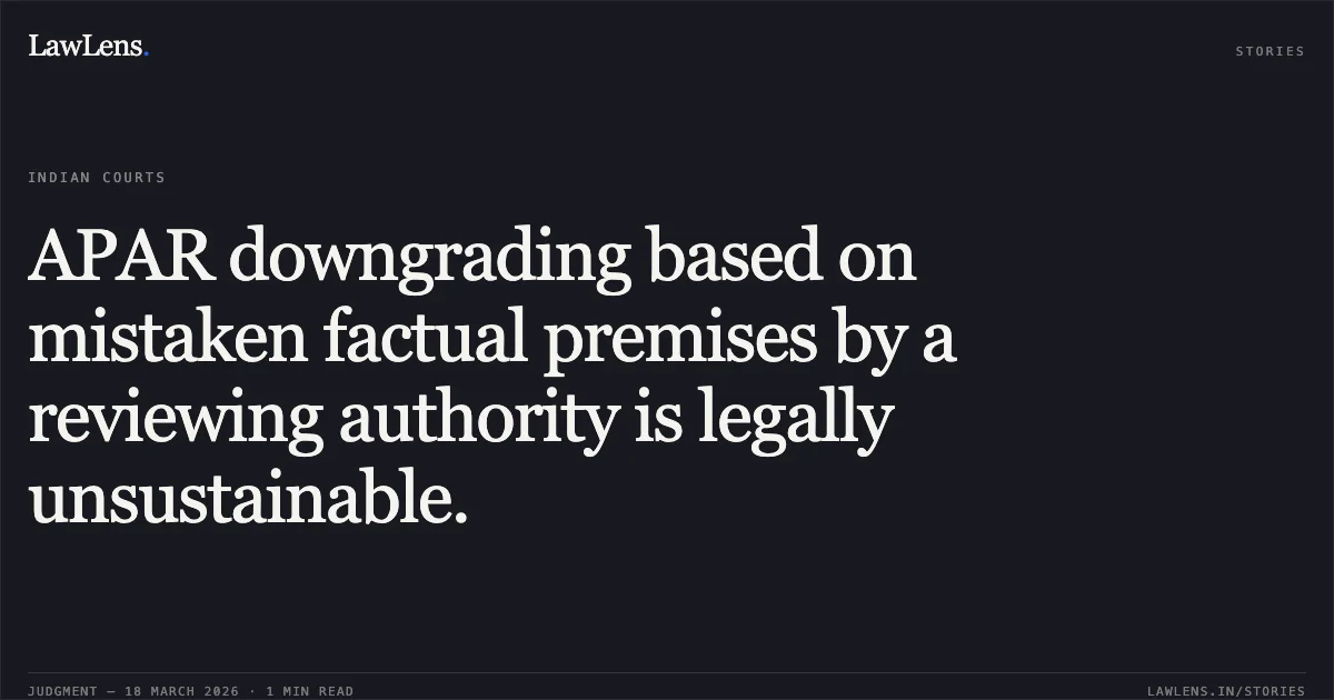 APAR downgrading based on mistaken factual premises by a reviewing authority is legally unsustainable.. DR NIDHI BHIM SAIN vs EMPLOYEES STATE INSURANCE CORPORATION (ESIC). Central Administrative Tribunal. LawLens