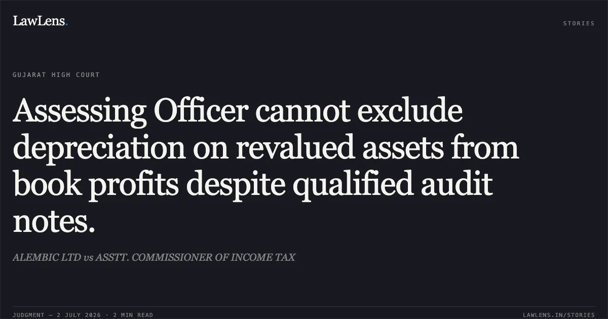 Assessing Officer cannot exclude depreciation on revalued assets from book profits despite qualified audit notes.. ALEMBIC LTD vs ASSTT. COMMISSIONER OF INCOME TAX. Gujarat High Court. LawLens