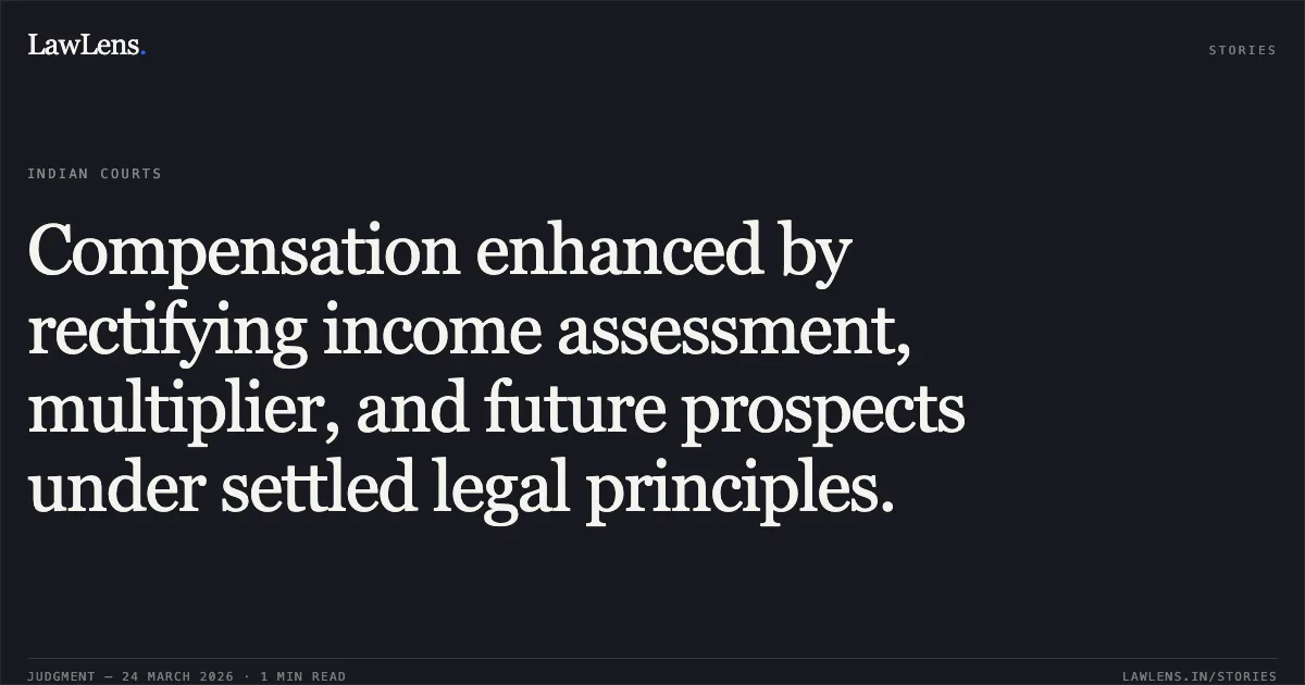 Compensation enhanced by rectifying income assessment, multiplier, and future prospects under settled legal principles.. The New India Assurance Co.Ltd. vs Jagdish Singh. Madhya Pradesh High Court. LawLens
