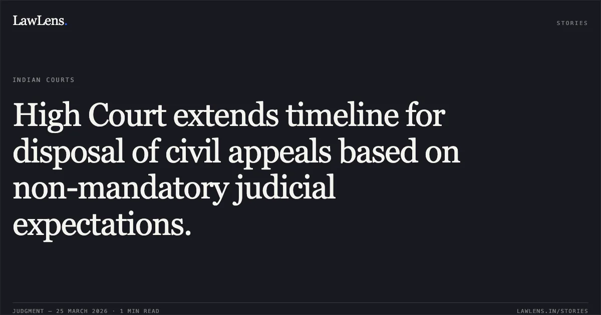 High Court extends timeline for disposal of civil appeals based on non-mandatory judicial expectations.. PREET RAM vs SMT. RAHIMAT BAI. Chhattisgarh High Court. LawLens