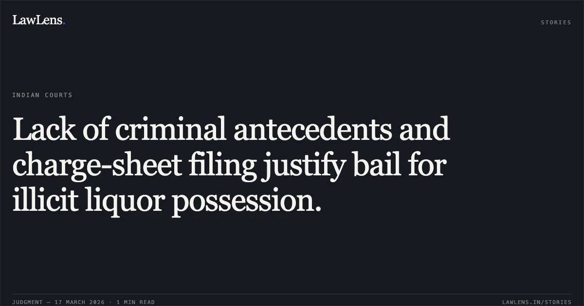 Lack of criminal antecedents and charge-sheet filing justify bail for illicit liquor possession.. RAKESH ANAND vs STATE OF CHHATTISGARH. Chhattisgarh High Court. LawLens