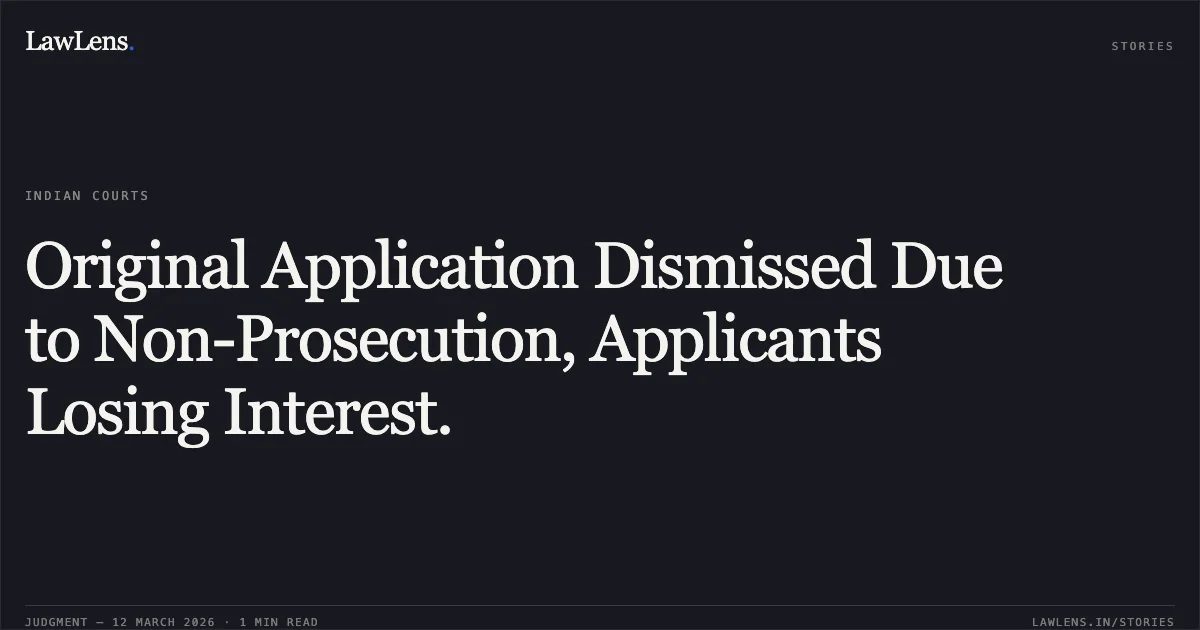 Original Application Dismissed Due to Non-Prosecution, Applicants Losing Interest.. Harshit Kumar Sharma & Ors. v. Union of India & Anr. O.A. No.1336/2024. Central Administrative Tribunal. LawLens