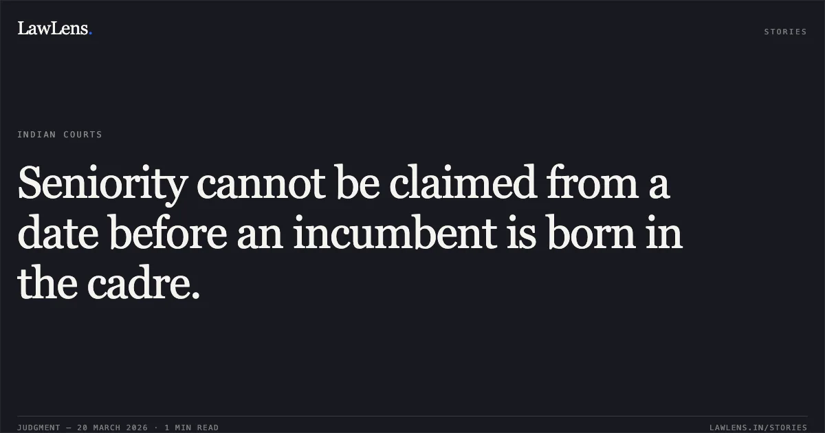 Seniority cannot be claimed from a date before an incumbent is born in the cadre.. ASIS KUMAR PANDA vs Central Excise & Customs. Central Administrative Tribunal. LawLens