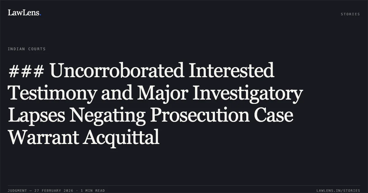 ### Uncorroborated Interested Testimony and Major Investigatory Lapses Negating Prosecution Case Warrant Acquittal. Adalat Paswan & Ors. v. The State of Bihar [Criminal Appeal (DB) No. 684 of 2018]. Patna High Court. LawLens